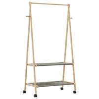 VidaXL Kledingrek met schappen en wielen 96x45,5x155,5 cm bamboe - thumbnail