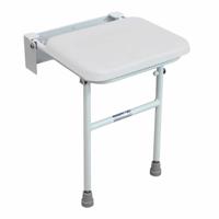 Douchezitting Solo opklapbaar met poten | Douchestoel wandmontage | Maximaal gebruikersgewicht 160 kg | Zachte zitting | Douchezitje | Kleur: Wit - thumbnail