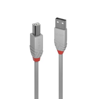 LINDY 36683 USB-kabel USB 2.0 USB-A stekker, USB-B stekker 2.00 m Grijs