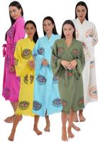 Kimono handgemaakt - sauna kimono boho-One Size-wit - thumbnail