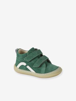 Babyslofjes van zacht leer met antislip veel groen Babyslofjes van zacht leer met antislip veel groen