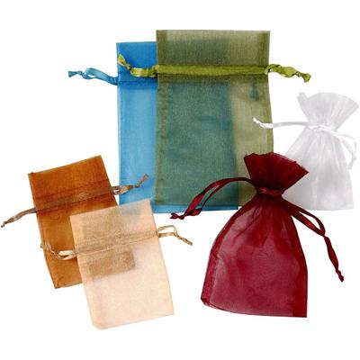 Creativ Company Organza zakjes, afm 7x10+10x15 cm, diverse kleuren, 30 stuk/ 1 doos