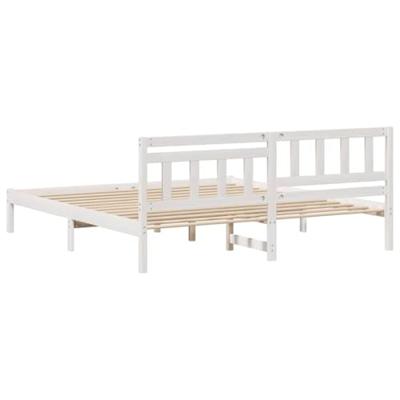 Bedframe met hoofdeinde Wit 200 x 200 cm Massief grenenhout Bedframe met hoofdeinde Wit 200 x 200 cm Massief grenenhout