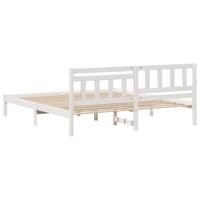 Bedframe met hoofdeinde Wit 200 x 200 cm Massief grenenhout - thumbnail