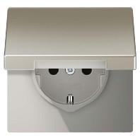 Jung wandcontactdoos 1-voudig met randaarde en Klapdeksel edelstaal ES 1520 NKL - thumbnail