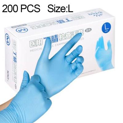200 PCS Blue Disposable Butyronitrilhandschoenen Medische huishoudelijke benodigdheden grootte: L geschikt voor palmbreedte: 9cm-10cm