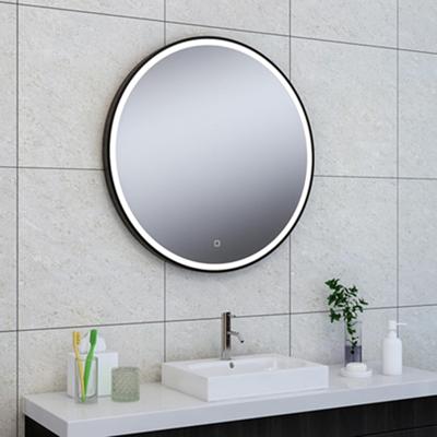 Maro spiegel rond met LED, dimbaar en spiegelverwarming 80 cm mat zwart