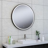Maro spiegel rond met LED, dimbaar en spiegelverwarming 80 cm mat zwart - thumbnail