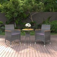3-delige Tuinset poly rattan grijs - thumbnail