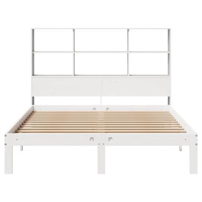 Bed met boekenkast zonder matras grenenhout wit 140x200 cm