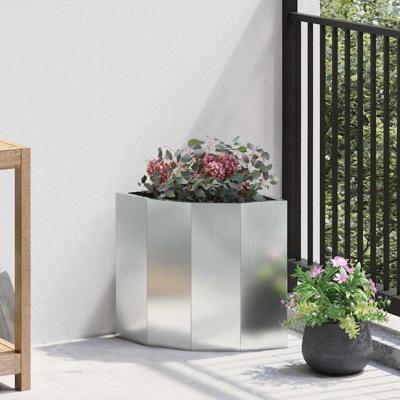 VidaXL Hoek plantbak zilver 30 x 30 x 35 cm gegalvaniseerd staal