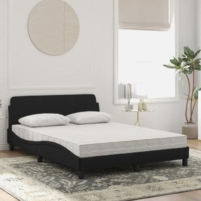 Bed met matras "Dover" fluweel zwart 140x190 cm