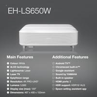 Epson EH-LS650W 4K PRO-UHD Smart laserprojector, 3.600 lumen, tot 120-inch beelddiagonaal (3,05 m) - thumbnail