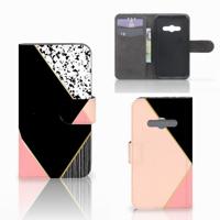 Samsung Galaxy Xcover 3 | Xcover 3 VE | Book Case | Zwart Roze Vormen - thumbnail