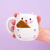 Katten Mok - 450 ml - Met Koekjesvak - Keramiek - Cadeau Kattenliefhebbers - thumbnail