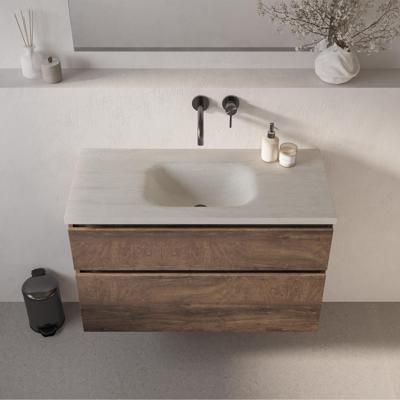 BRAUER Dune Medium wastafel 100 cm met 1 wasbak en 0 kraangaten Sintered Stone Ivory Travertin BRAUER Dune Medium wastafel 100 cm met 1 wasbak en 0 kraangaten Sintered Stone Ivory Travertin