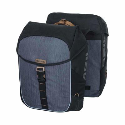Dubbele fietstas Basil Miles Double Bag 34 liter 34 x 19 x 43 cm - zwart/grijs