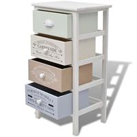 Franse opslagkast met 4 lades hout - thumbnail