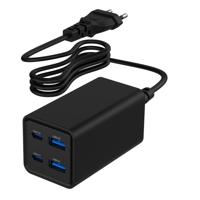 USB snellader 2xA, 2xC 65W Power Delivery zwart - thumbnail