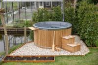 Houtgestookte hottub Intern met filteraansluiting - rond - 5-6 personen - Grijs - thumbnail