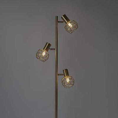 QAZQA Design vloerlamp goud 3-lichts verstelbaar - Mesh QAZQA Design vloerlamp goud 3-lichts verstelbaar - Mesh