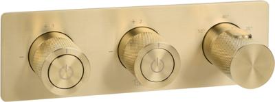 Ben Engraved Cross thermostaat afbouwdeel met omstelrichting geborsteld messing pvd