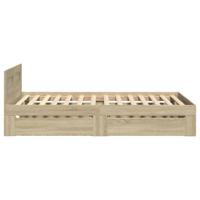 Bedframe met hoofdbord bewerkt hout sonoma eiken 75x190 cm - thumbnail
