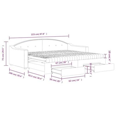 Slaapbank met onderschuifbed en lades 90x200 cm stof zwart - thumbnail