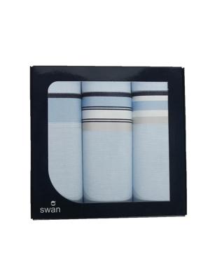 3 stuks - Heren zakdoeken, Lichtblauw