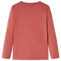 Kindershirt met lange mouwen rund en vogelprint 92 hennakleurig - thumbnail