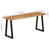 Bankje met natuurlijke rand 105 cm massief acaciahout - thumbnail