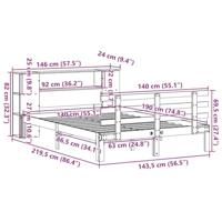 Bed met boekenkast zonder matras grenenhout wit 140x190 cm - thumbnail