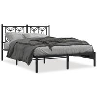 Bedframe met hoofdbord metaal zwart 135x190 cm - thumbnail