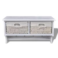 VidaXL Wandschap 60x23,5x33 cm paulowniahout wit - thumbnail