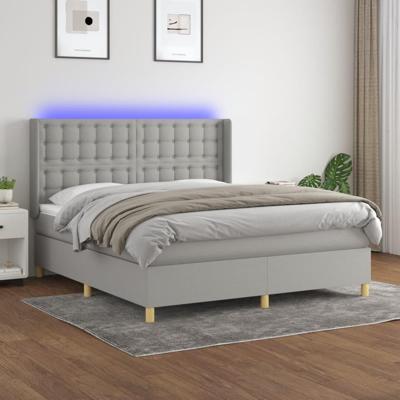 Boxspring met matras en LED stof lichtgrijs 160x200 cm