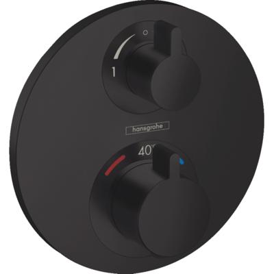 Hansgrohe Ecostat Regendoucheset Inbouw Plafonduitloop met Handdouche en Hoofddouche 30cm Thermostaat Rond Zwart