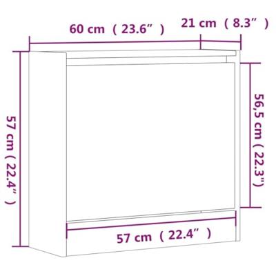 VidaXL Schoenenkast 60x21x57 cm bewerkt hout betongrijs VidaXL Schoenenkast 60x21x57 cm bewerkt hout betongrijs