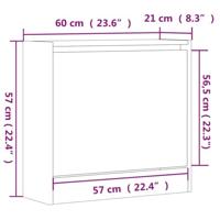 Schoenenkast 60x21x57 cm bewerkt hout betongrijs - thumbnail