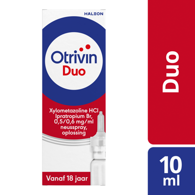 Otrivin Duo Xylometazoline HCl Ipratropium Br, 0,5/0,6 mg/ml Neusspray bij een verstopte neus en loopneus
