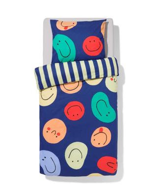 HEMA Kinderdekbedovertrek 140x200cm zacht katoen gezichtjes (blauw)