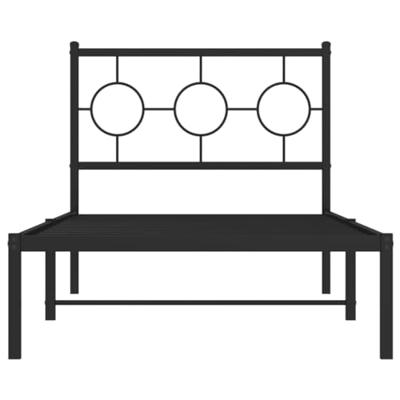Bedframe met hoofdbord metaal zwart 90x190 cm