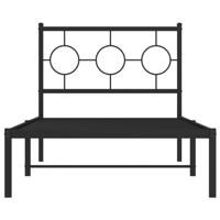 Bedframe met hoofdbord metaal zwart 90x190 cm - thumbnail