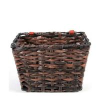 Volare gevlochten rieten fietsmand - klein - zwart - thumbnail