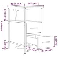Nachtkastje met lade Zwart eiken 30 x 48 x 61 cm Bewerkt hout - thumbnail