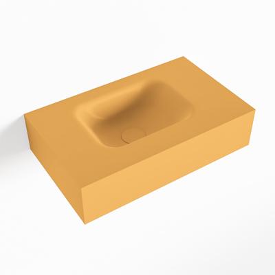 MONDIAZ LEX Ocher vrijhangende solid surface wastafel 50cm. Positie wasbak links MONDIAZ LEX Ocher vrijhangende solid surface wastafel 50cm. Positie wasbak links