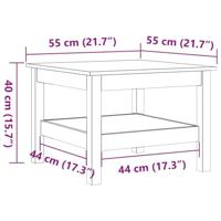Salontafel 55x55x40 cm massief grenenhout wasbruin - thumbnail