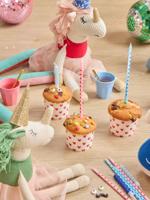 Set van 10 lange verjaardagskaarsen HEART PRINT PINK RICE rozen - thumbnail