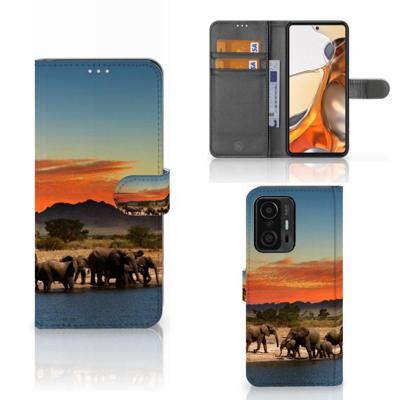 Xiaomi 11T | 11T Pro | Telefoonhoesje | Met pasjeshouder | Olifanten