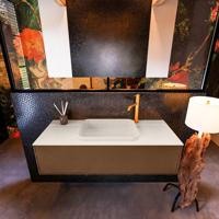 Badkamermeubelset Mondiaz Erin 120 cm met 1 Lade met RIDGE Wastafel Midden Linen met 1 kraangat Greeploos Mat Rust - thumbnail