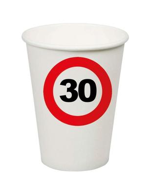 Bekertjes 30 jaar verkeersbord (8st)